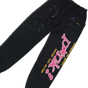 Sp5der P*NK Sweatpants Black the front side - Photo 3