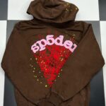 Sp5der Angel Number Hoodie Brown SpiderHoodieShop.org