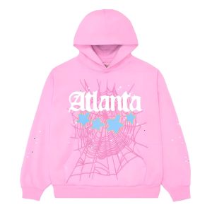 Sp5der Atlanta Hoodie Pink the front side - Photo 1