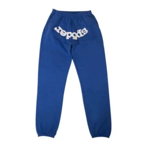 Sp5der logo printed blue sweatpants