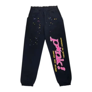 sp5der black sweatpants with p*nk! logo