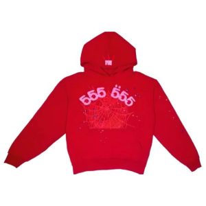Photo 1 Vibrant red Sp5der Worldwide 555 Hoodie the front side