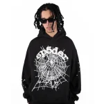 Sp5der OG Web Hoodie Black the front side - Photo 3