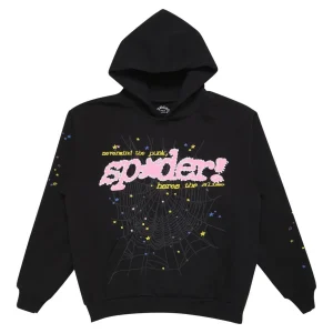 Photo 1 Sp5der P*NK Hoodie Black V2 the front side
