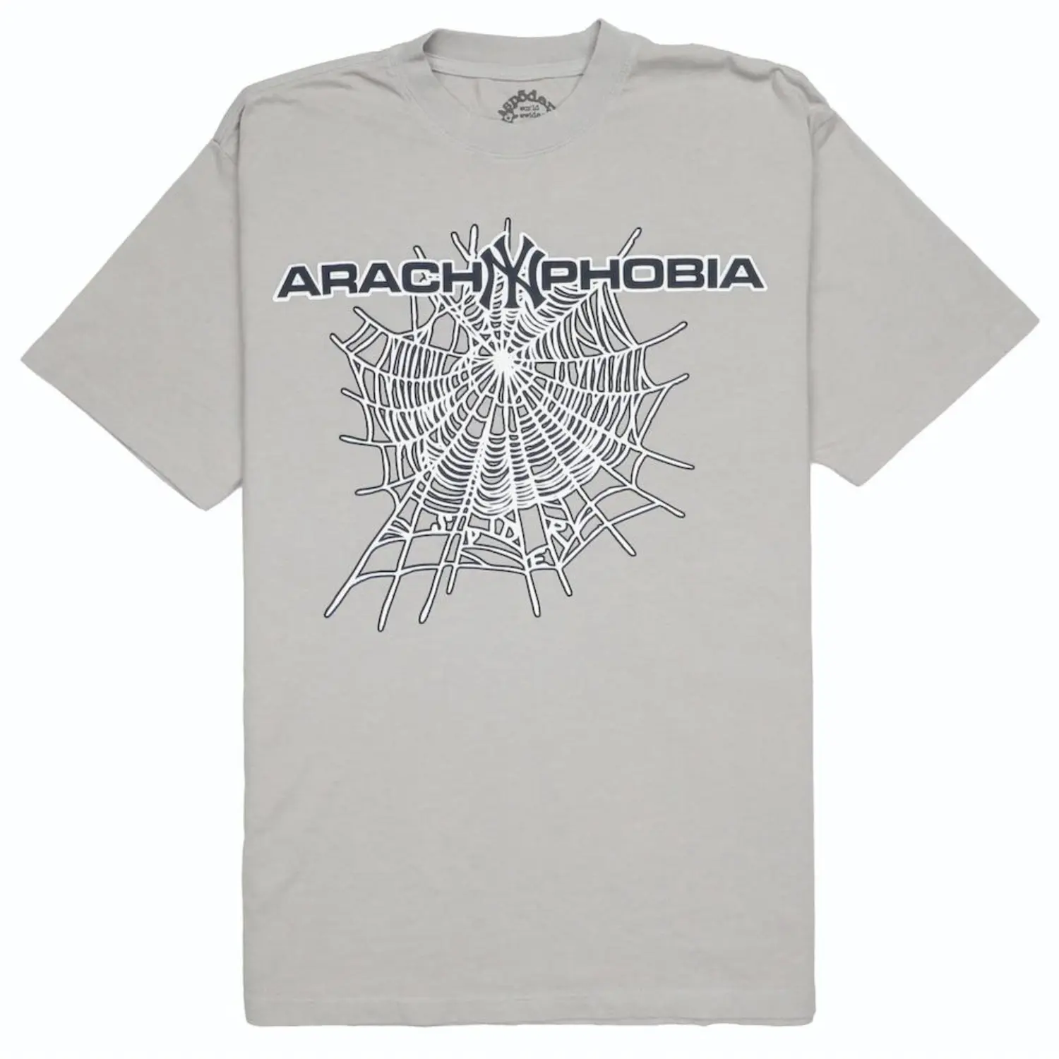 Sp5der Arach NY Phobia Tee Grey | sp5der-hoodie.com Photo 1 Sp5der Arach NY Phobia Tee Grey from the front side