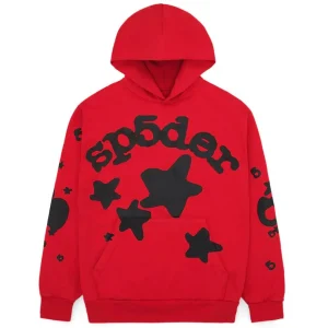 Photo 1 Sp5der Beluga Hoodie Red the front side