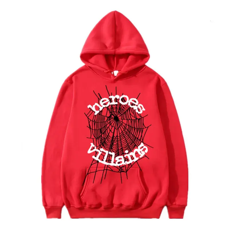 Sp5der x Heroes And Villains Hoodie - RED | sp5der-hoodie.com Photo 1 Sp5der x Heroes And Villains Hoodie Red the front side