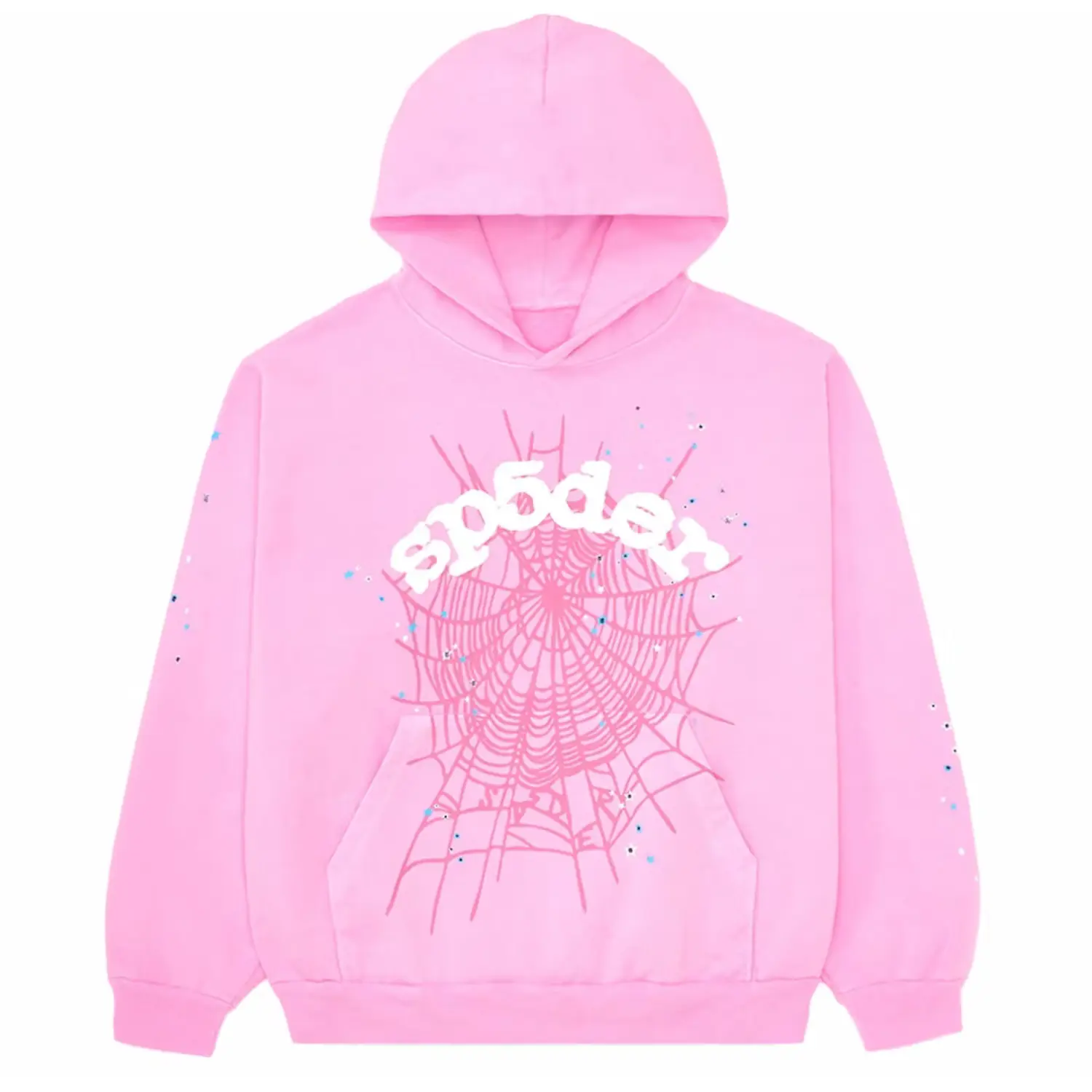 Sp5der OG Web Hoodie Pink Sp5der OG Web Hoodie Pink the front side