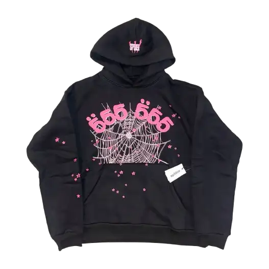 Sp5der-Angel-Number-666-Hoodie-BlackPink-1 Sp5der Angel Number 666 Hoodie Black/Pink - Image 1