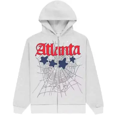 Sp5der-Atlanta-Full-Zip-Hoodie-Heather-Grey-2 Sp5der Atlanta Full Zip Hoodie Heather Grey - Image 1