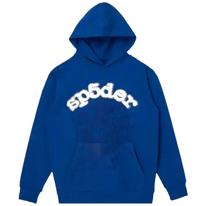 Sp5der-Logo-Hoodie-Blue Sp5der Logo Hoodie Blue - Image 1