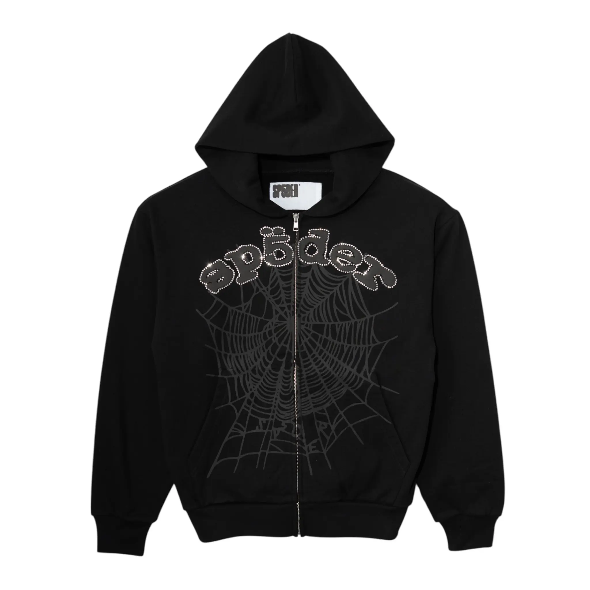 Sp5der-OG-Web-V2-Rhinestone-Zip-Up-Hoodie-1 Sp5der OG Web V2 Rhinestone Zip-Up Hoodie - Image 1