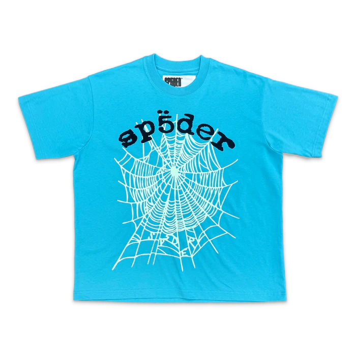 Sp5der-OG-Web-V2-Tee-Cyan Sp5der OG Web V2 Tee - Cyan - Image 1