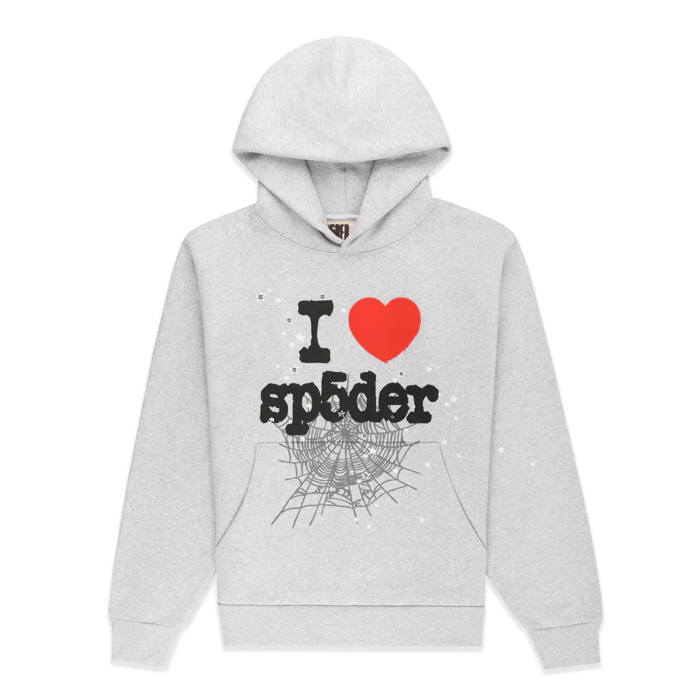 Sp5der-Souvenir-Hoodie-Heather-Grey-1 Sp5der Souvenir Hoodie Heather Grey - Image 1