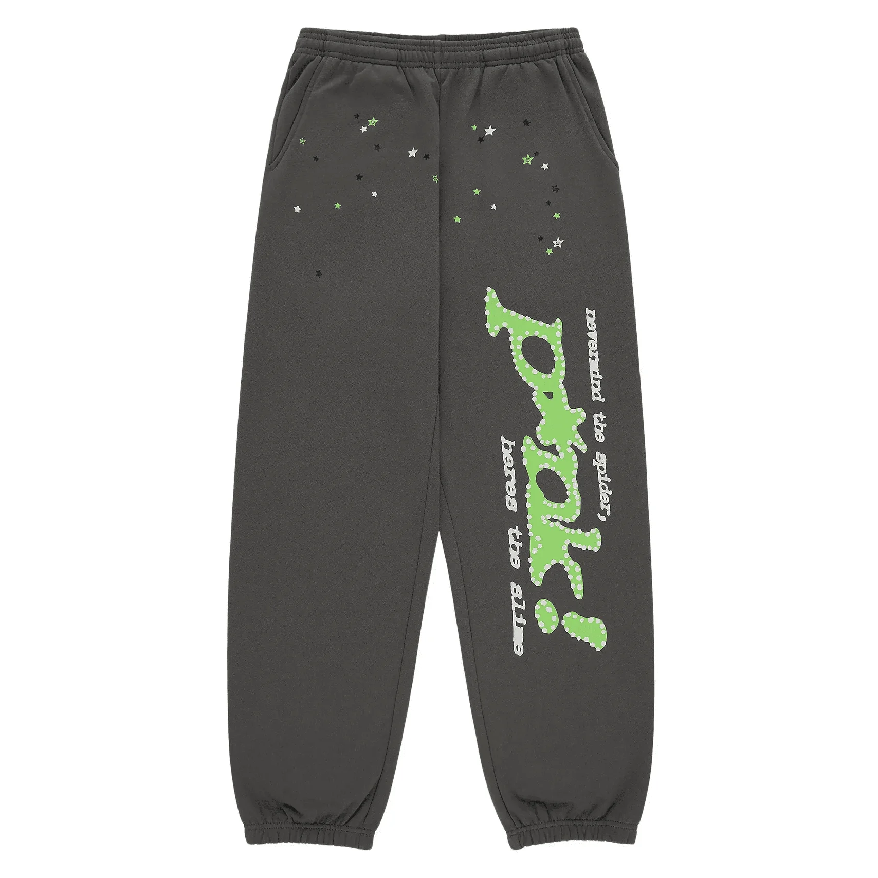Sp5der-Star-Logo-Sweatpants-Charcoal-Green-1 Sp5der Star Logo Sweatpants Charcoal Green - Image 1