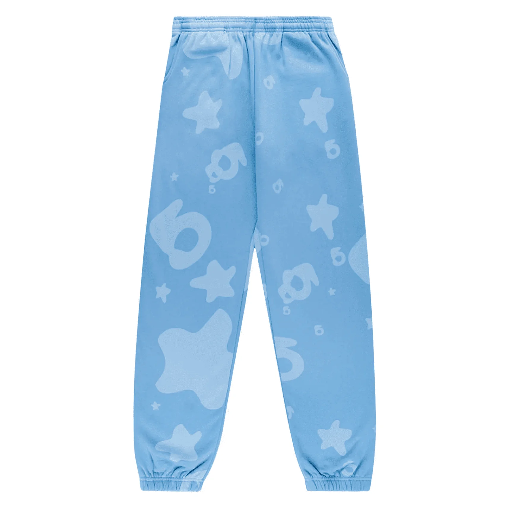 Sp5der-Star-Pattern-Sweatpants-Blue-1 Sp5der Star Pattern Sweatpants Blue - Image 1