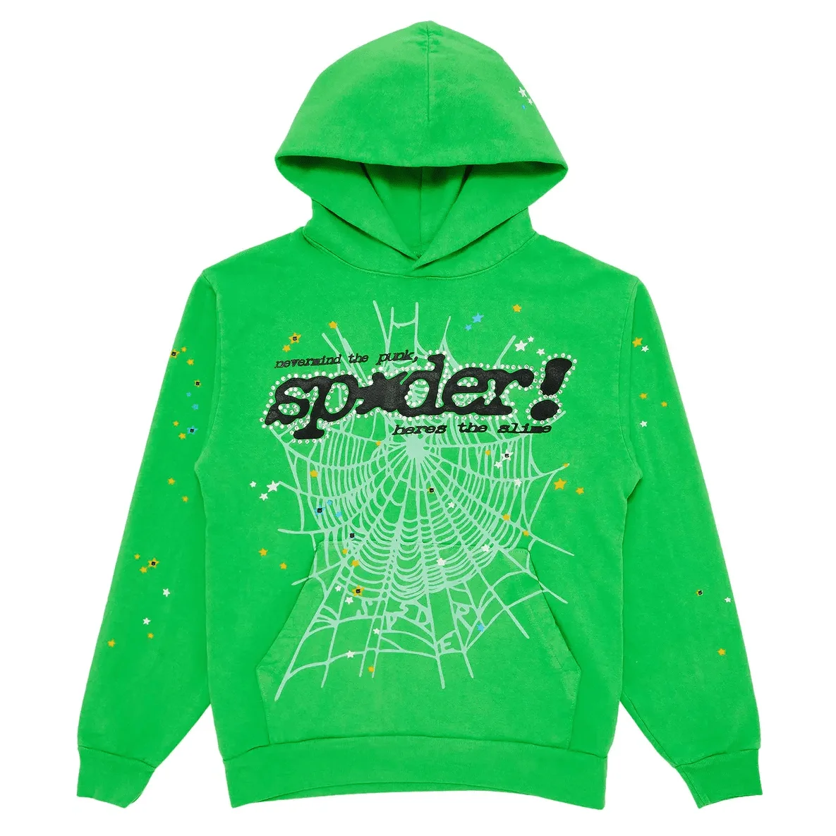 Sp5der-Web-Graphic-Hoodie-Green-1 Sp5der Web Graphic Hoodie Green - Image 1