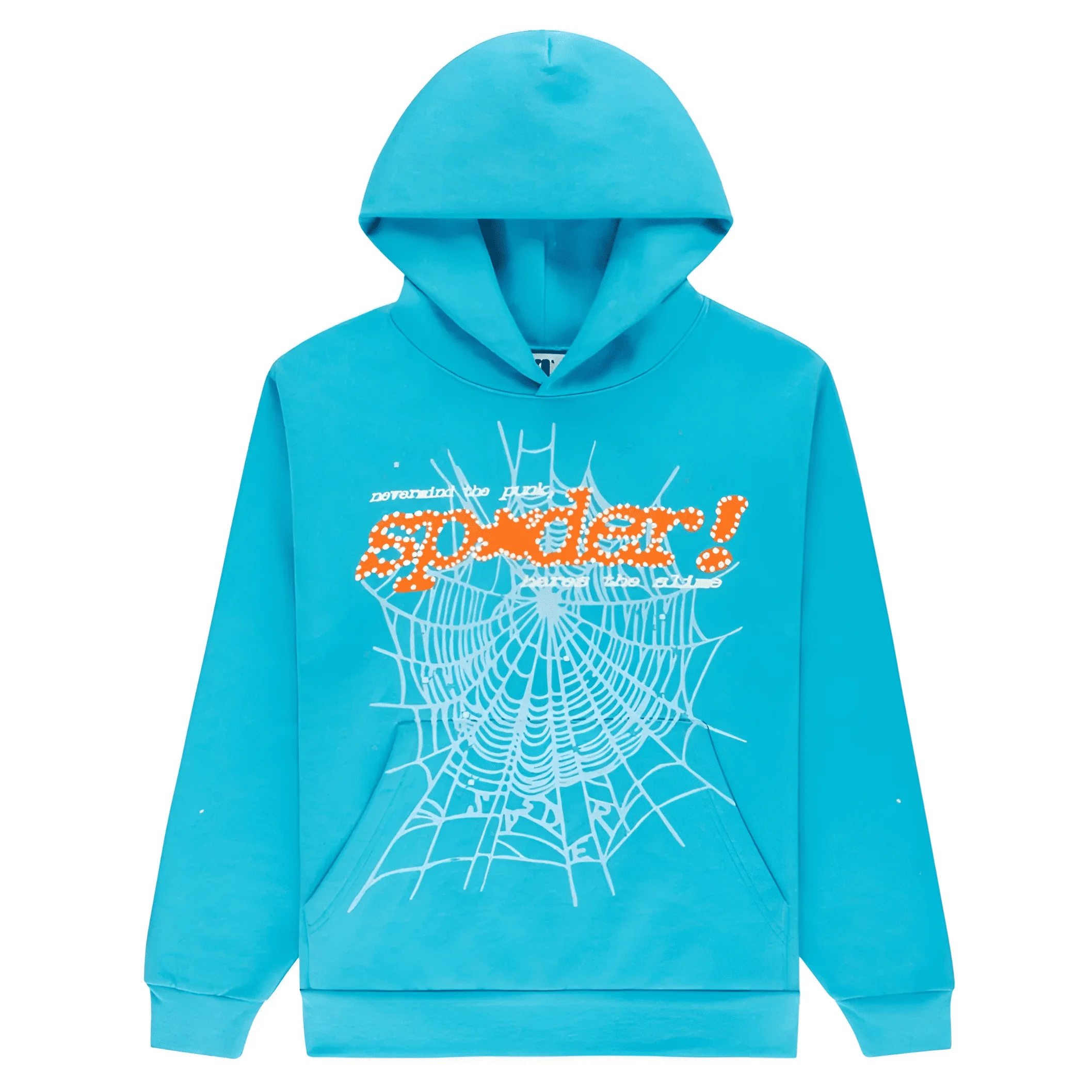 Sp5der-Web-Graphic-Hoodie-Turquoise-Orange-1 Sp5der Web Graphic Hoodie Turquoise Orange - Image 1