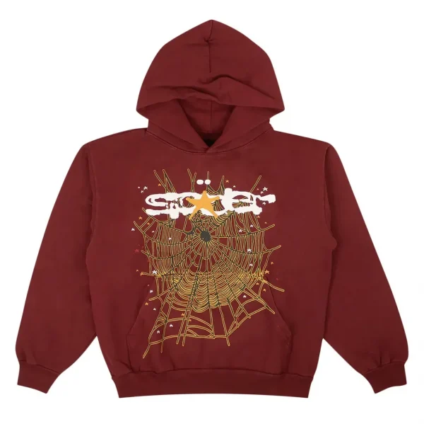 Sp5der Logo Hoodie Maroon