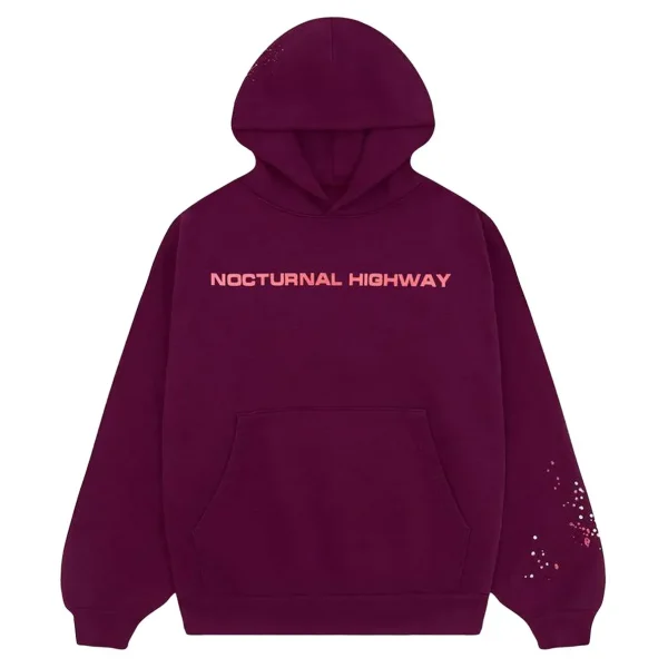 Sp5der Nocturnal Highway Hoodie Dark Purple