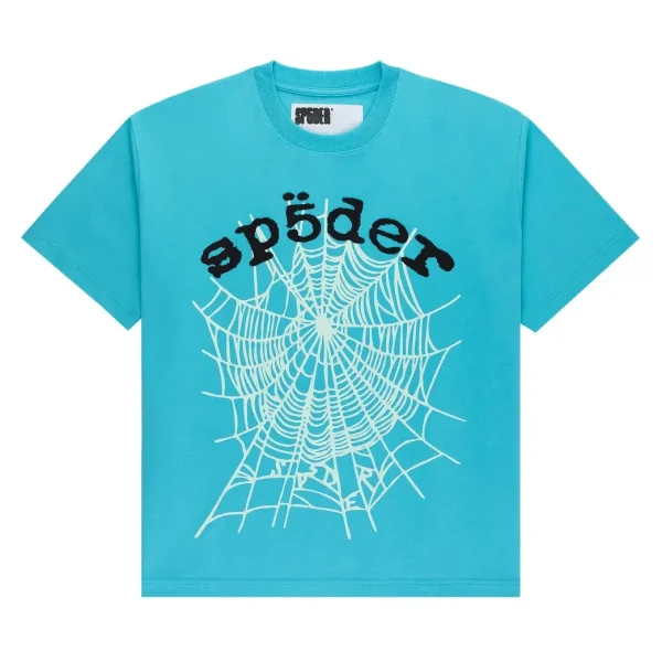 Sp5der OG Web V2 Tee – Cyan