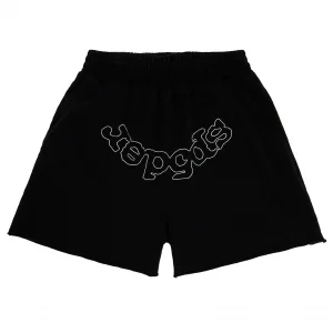 Sp5der OG Logo Embroidered Sweatshort in Black