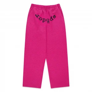Sp5der Rhinestone Logo Sweatpants Pink