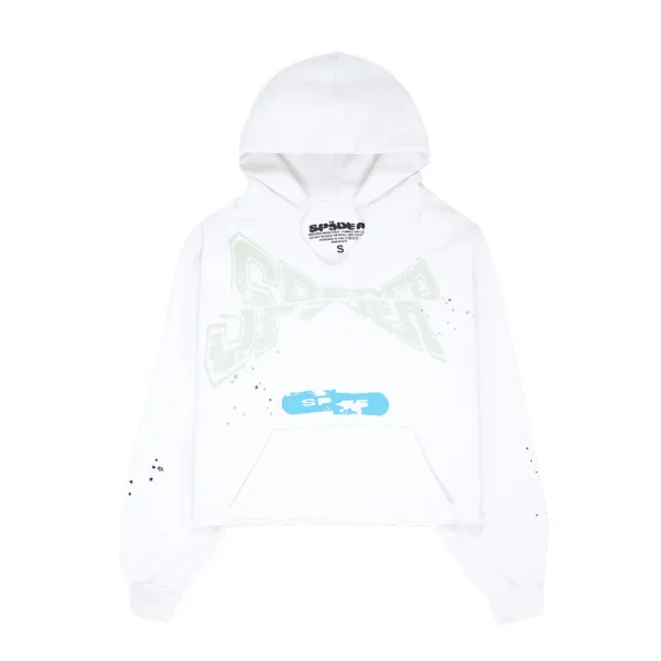 Sp5der Cropped Hoodie Eggshell