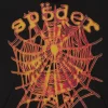 Sp5der Flame Web Graphic Hoodie Black Orange