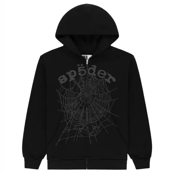 Sp5der OG Web V2 Phantom Zip-Up Hoodie Black
