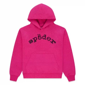 Sp5der Rhinestone Logo Hoodie Pink