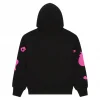 Sp5der Star Graphic Hoodie Black Pink