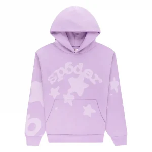 Sp5der Star Pattern Hoodie Purple