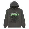 Sp5der Web Graphic Hoodie Charcoal Green