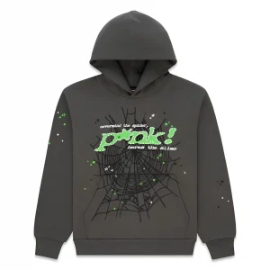 Sp5der Web Graphic Hoodie Charcoal Green