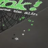 Sp5der Web Graphic Hoodie Charcoal Green