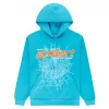Sp5der Web Graphic Hoodie Turquoise Orange