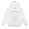 Sp5der OG Rhinestone Logo Hoodie White