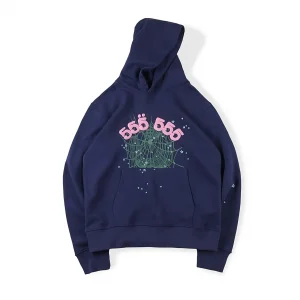 Sp5der Young Thug 555555 Angel Hoodie – Navy