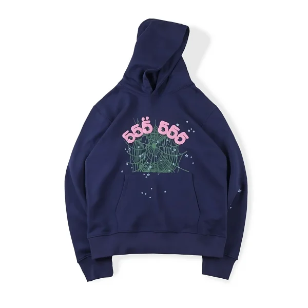 Sp5der Young Thug 555555 Angel Hoodie – Navy